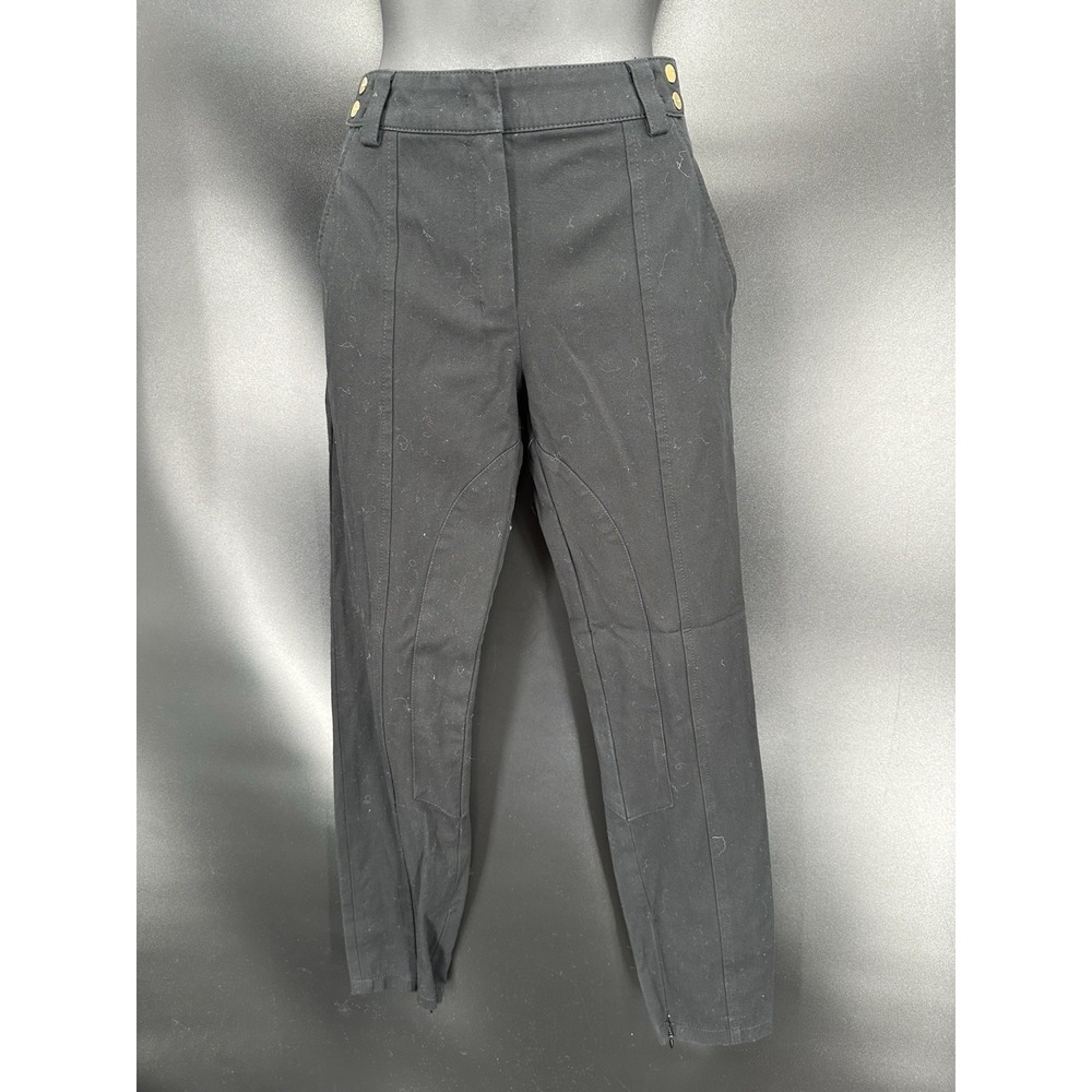 ESCADA Pants Women 34 Black Gold Button Riding Pants